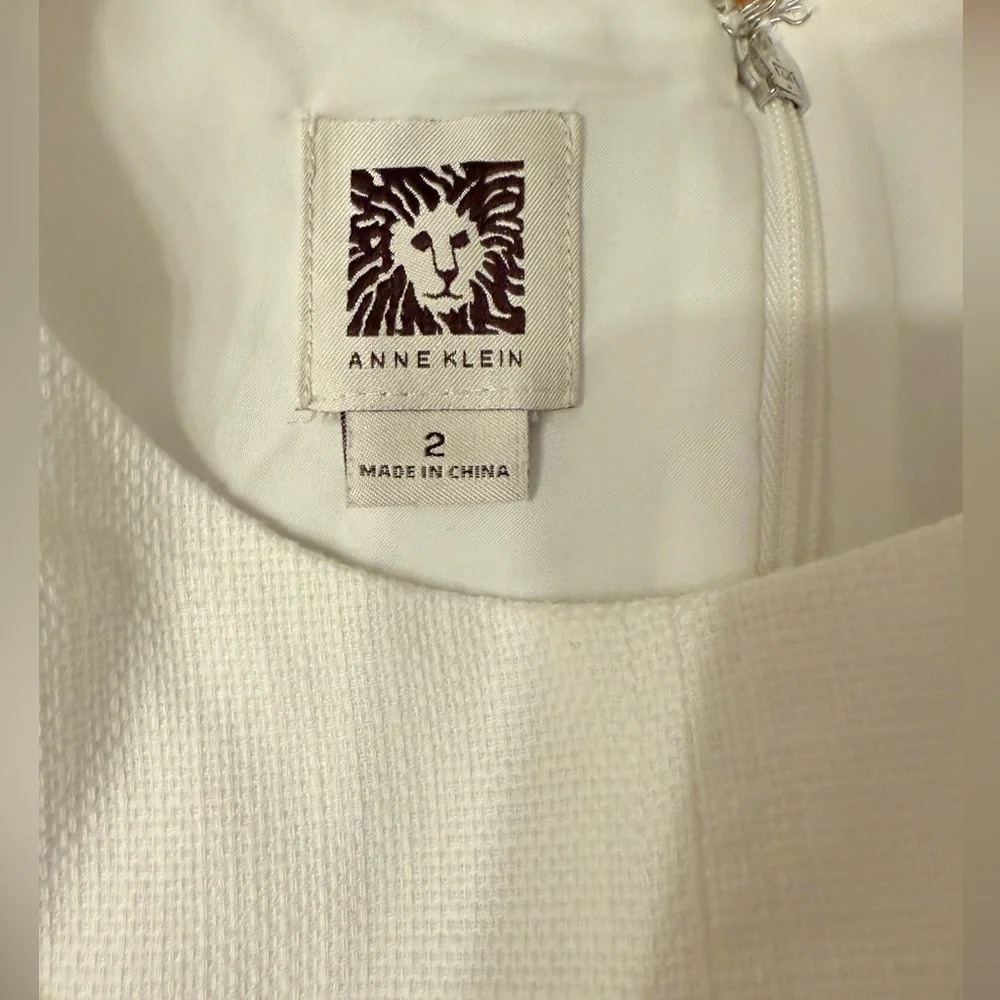 Anne Klein Cream and Tan Sheath Dress w/Belt  Size 2 - Picture 7 of 13